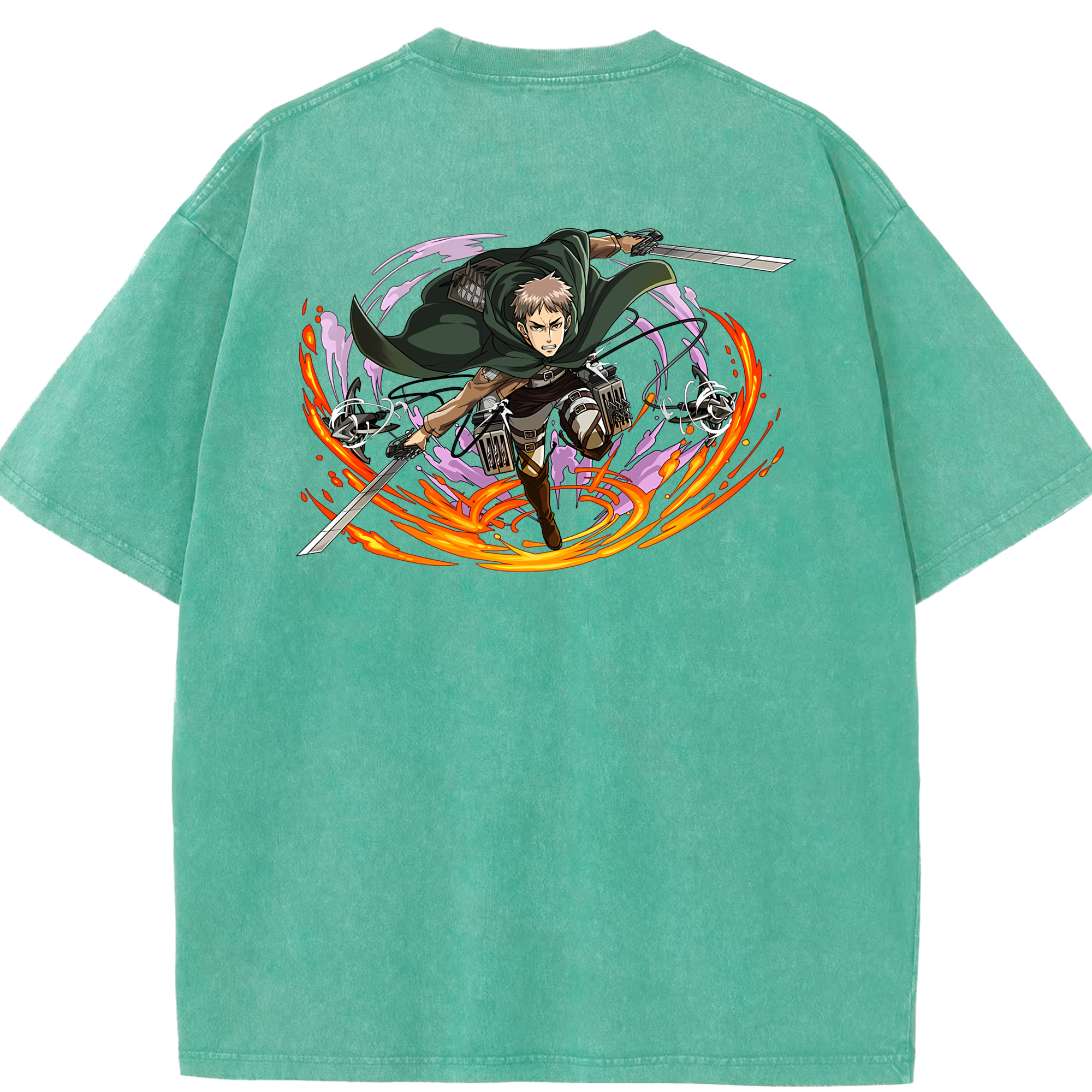 （画像用） 進撃の巨人 ジャン・キルシュタイン Attack on Titan Jean Kirstein 綿100% ヴィンテージ風 半袖Tシャツ（背面プリント）